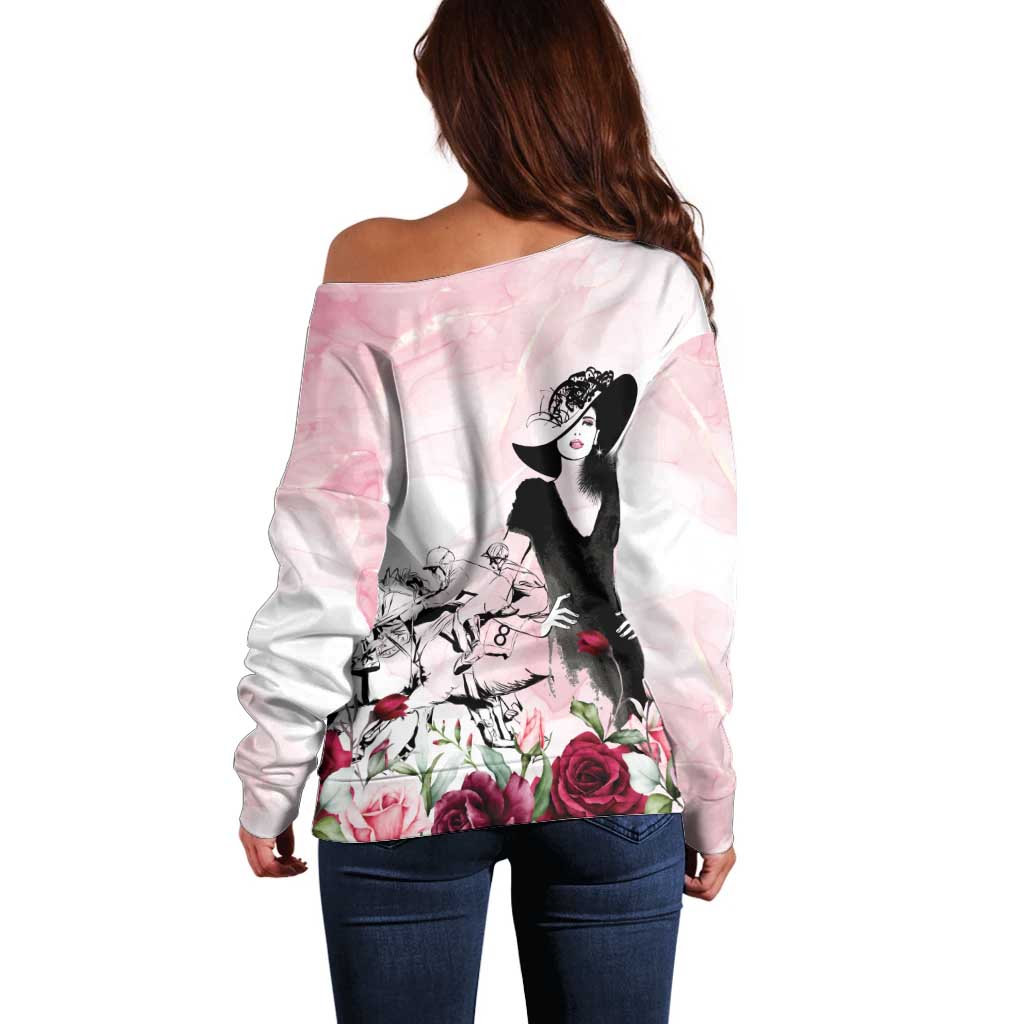 Melbourne Horse Racing Cup Pink Out Derby Off Shoulder Sweater - Wonder Print Shop