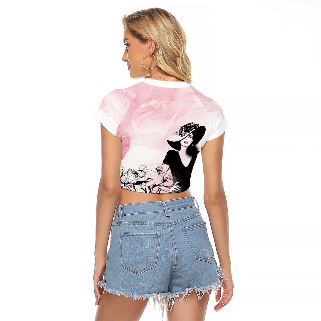 Melbourne Horse Racing Cup Pink Out Derby Raglan Cropped T Shirt - Wonder Print Shop