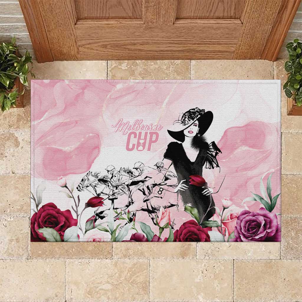 Melbourne Horse Racing Cup Pink Out Derby Rubber Doormat - Wonder Print Shop