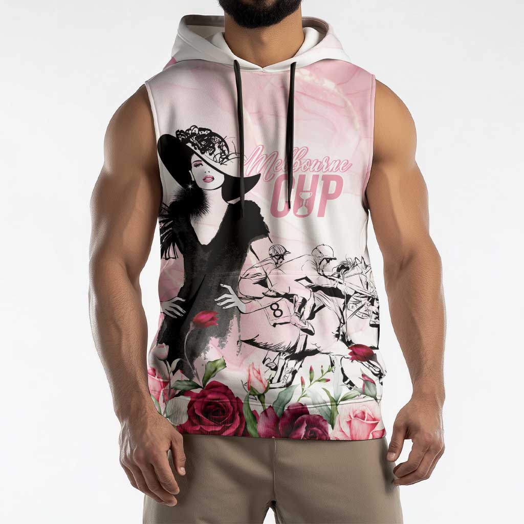 Melbourne Horse Racing Cup Pink Out Derby Sleeveless Hoodie - Wonder Print Shop