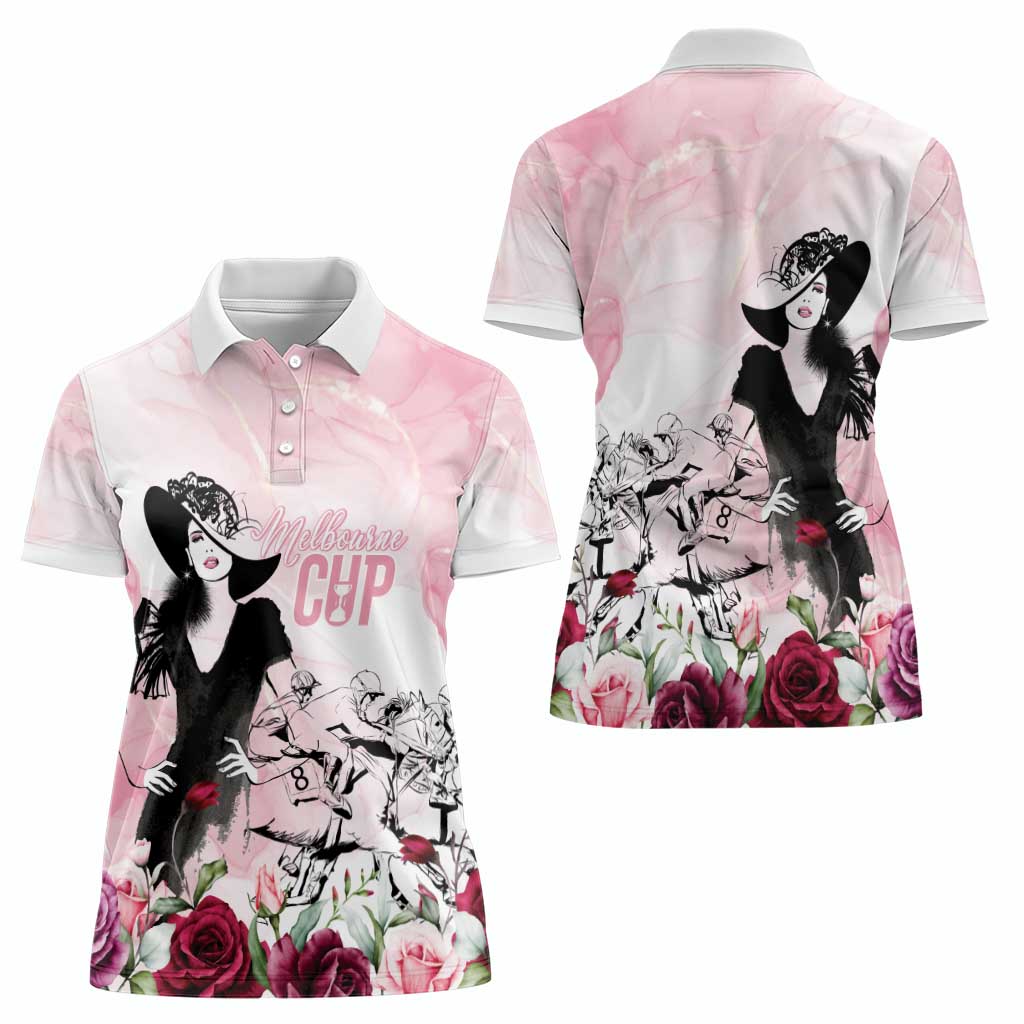 Melbourne Horse Racing Cup Pink Out Derby Women Polo Shirt - Wonder Print Shop