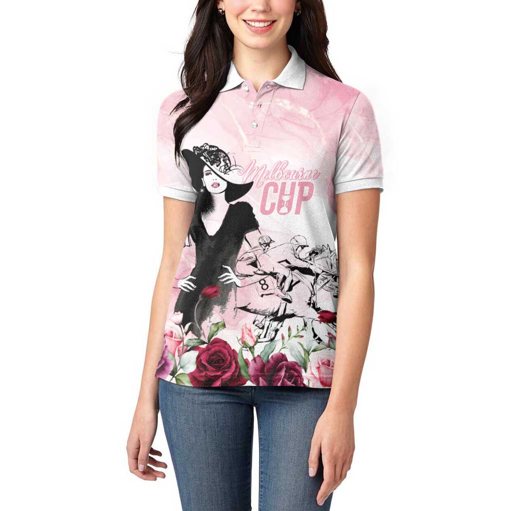 Melbourne Horse Racing Cup Pink Out Derby Women Polo Shirt - Wonder Print Shop