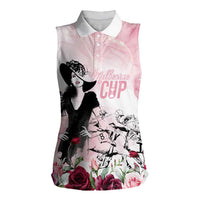 Melbourne Horse Racing Cup Pink Out Derby Women Sleeveless Polo Shirt - Wonder Print Shop