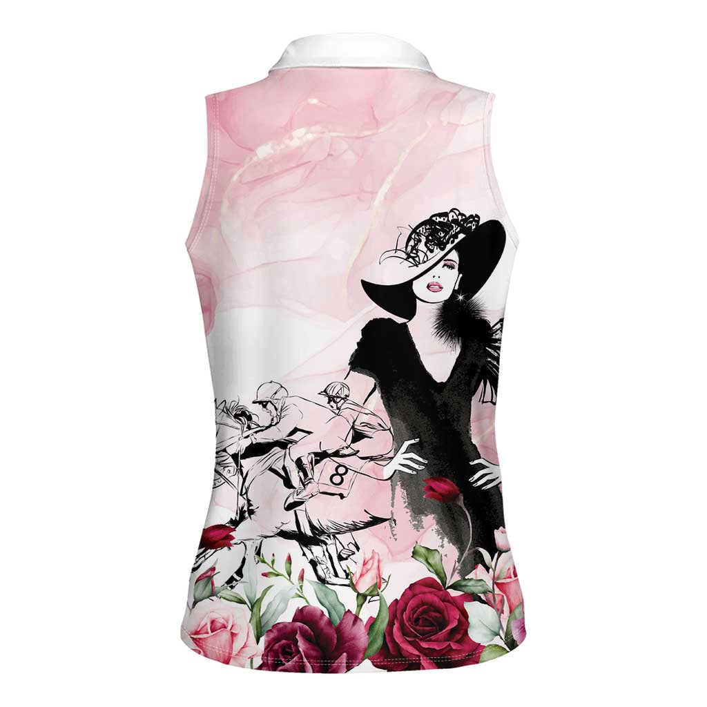 Melbourne Horse Racing Cup Pink Out Derby Women Sleeveless Polo Shirt - Wonder Print Shop