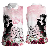 Melbourne Horse Racing Cup Pink Out Derby Women Sleeveless Polo Shirt - Wonder Print Shop