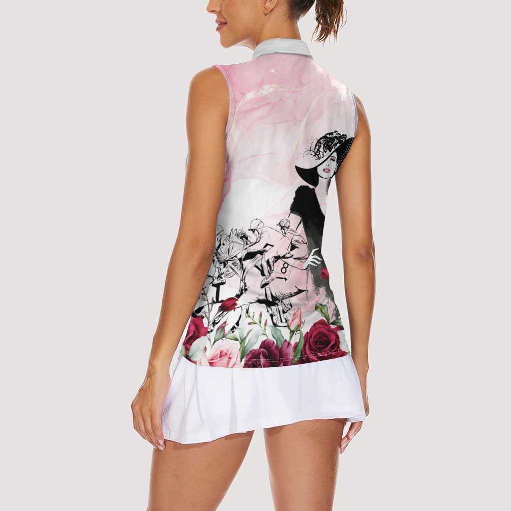Melbourne Horse Racing Cup Pink Out Derby Women Sleeveless Polo Shirt - Wonder Print Shop