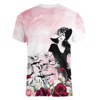 Melbourne Horse Racing Cup Pink Out Derby Women V-Neck T-Shirt - Wonder Print Shop