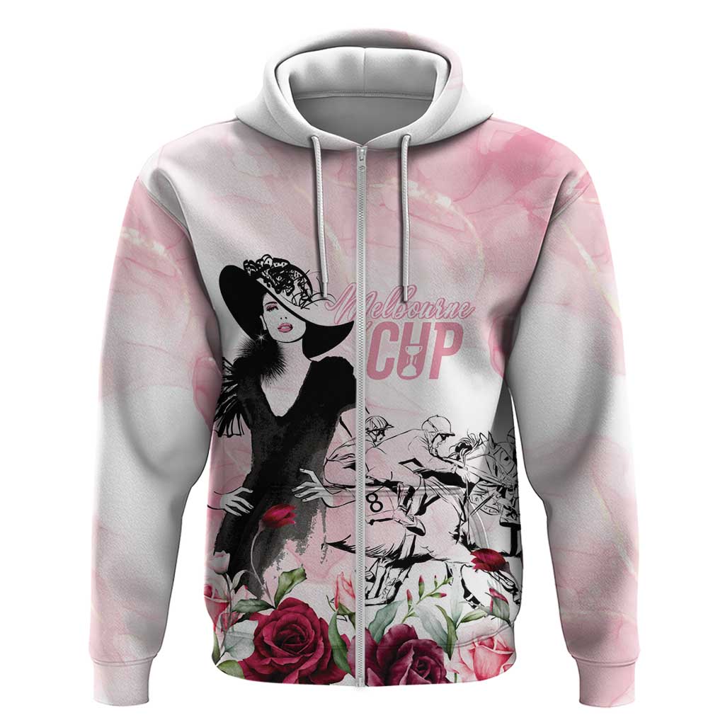 Melbourne Horse Racing Cup Pink Out Derby Zip Hoodie - Wonder Print Shop