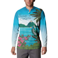 Saint Lucia Island Button Sweatshirt Pitons Landscape