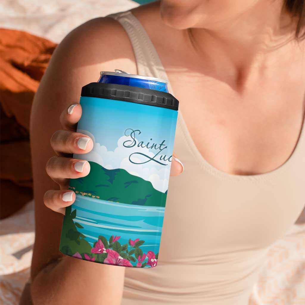 Saint Lucia Island 4 in 1 Can Cooler Tumbler Pitons Landscape