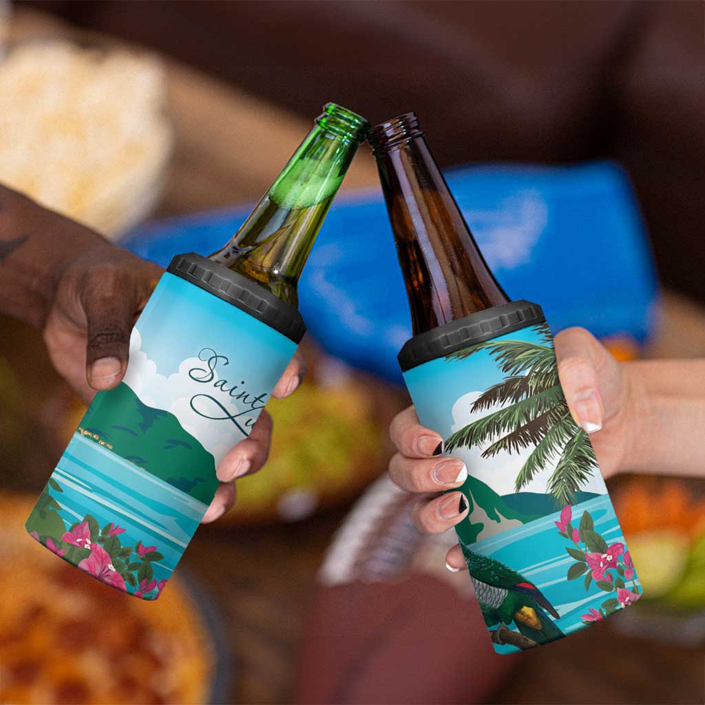 Saint Lucia Island 4 in 1 Can Cooler Tumbler Pitons Landscape