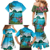 Saint Lucia Island Family Matching Mermaid Dress and Hawaiian Shirt Pitons Landscape
