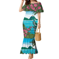 Saint Lucia Island Family Matching Mermaid Dress and Hawaiian Shirt Pitons Landscape