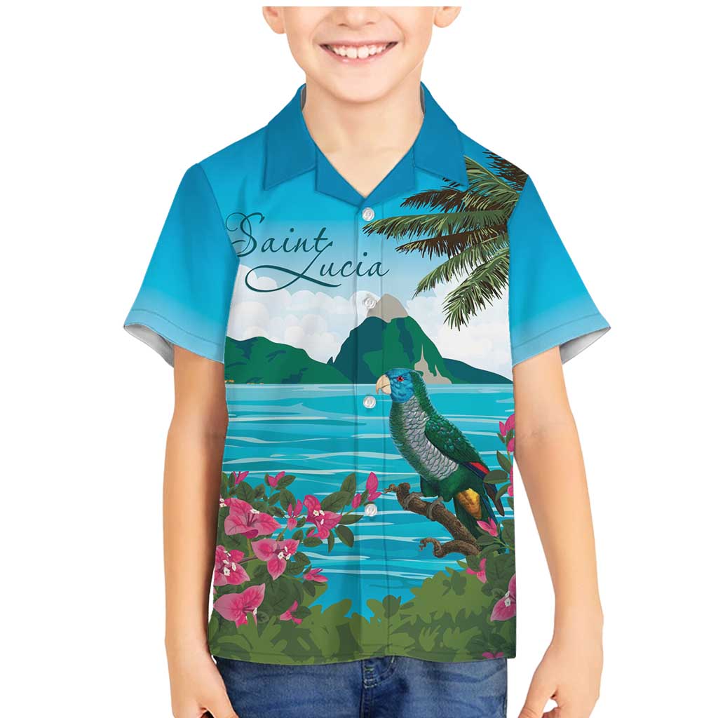 Saint Lucia Island Family Matching Mermaid Dress and Hawaiian Shirt Pitons Landscape