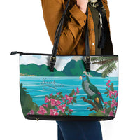 Saint Lucia Island Leather Tote Bag Pitons Landscape