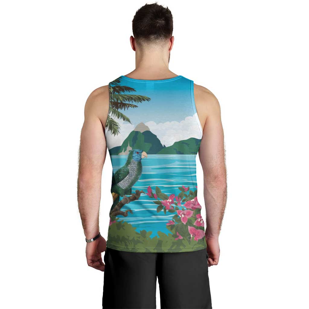 Saint Lucia Island Men Tank Top Pitons Landscape