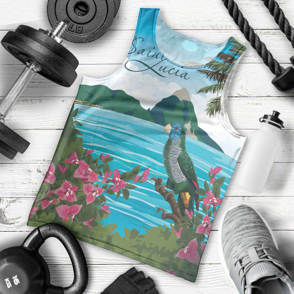 Saint Lucia Island Men Tank Top Pitons Landscape