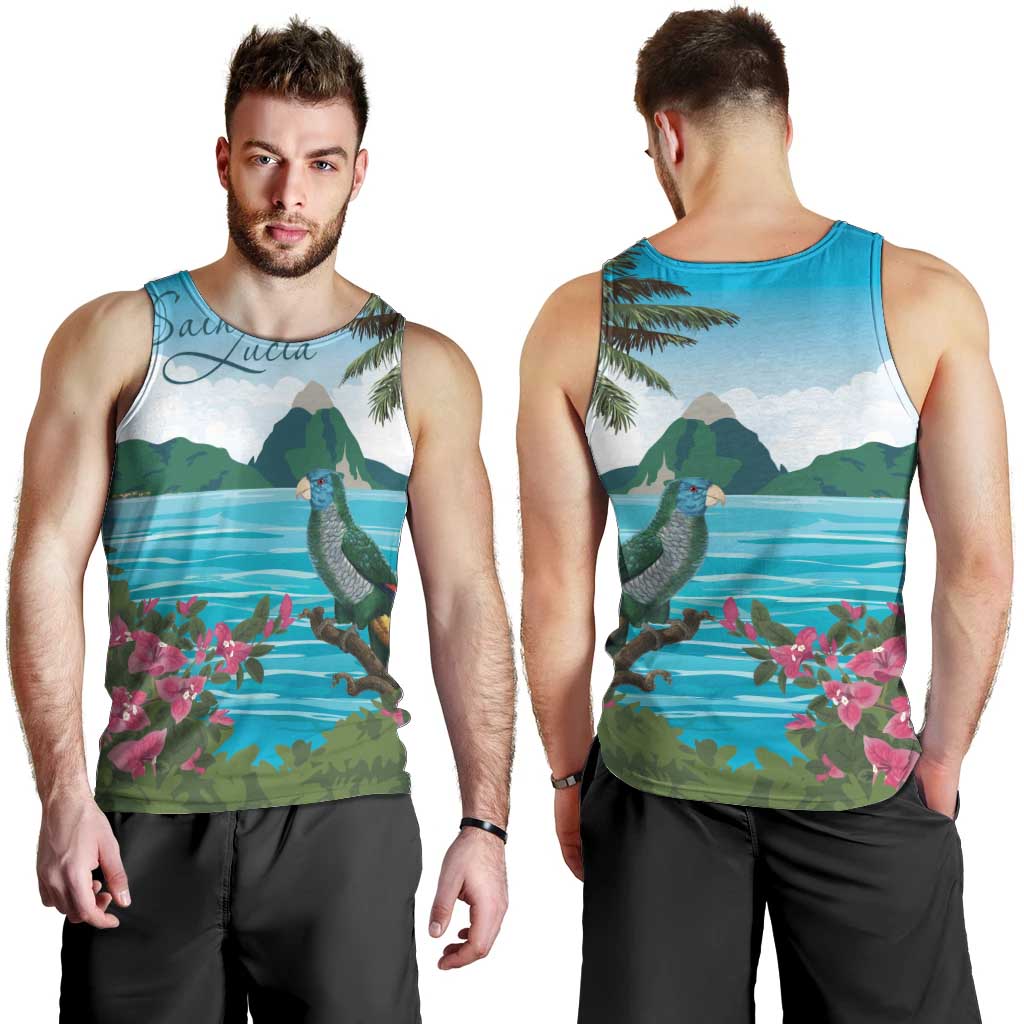 Saint Lucia Island Men Tank Top Pitons Landscape