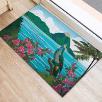Saint Lucia Island Rubber Doormat Pitons Landscape