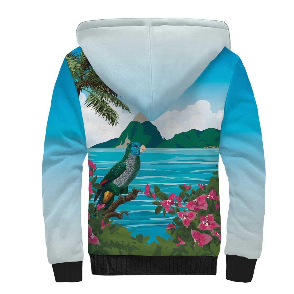 Saint Lucia Island Sherpa Hoodie Pitons Landscape