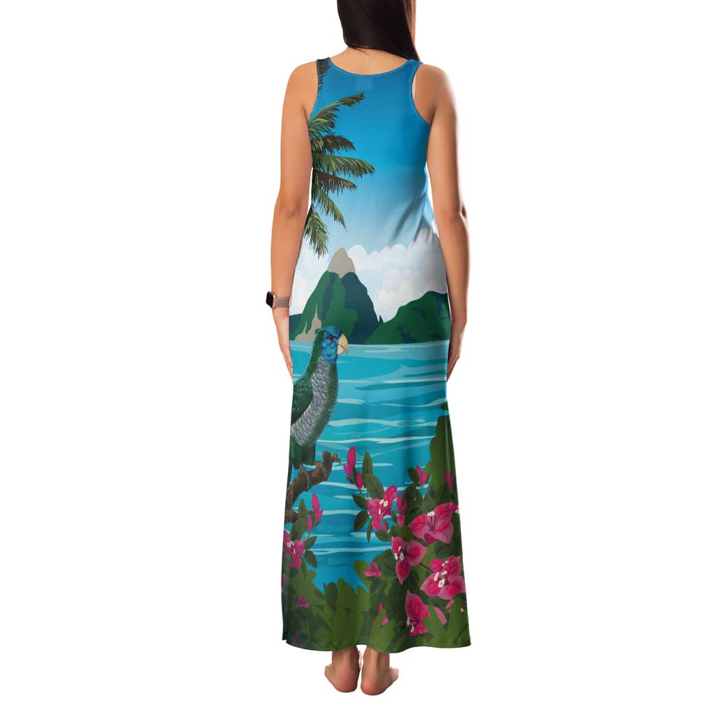 Saint Lucia Island Tank Maxi Dress Pitons Landscape