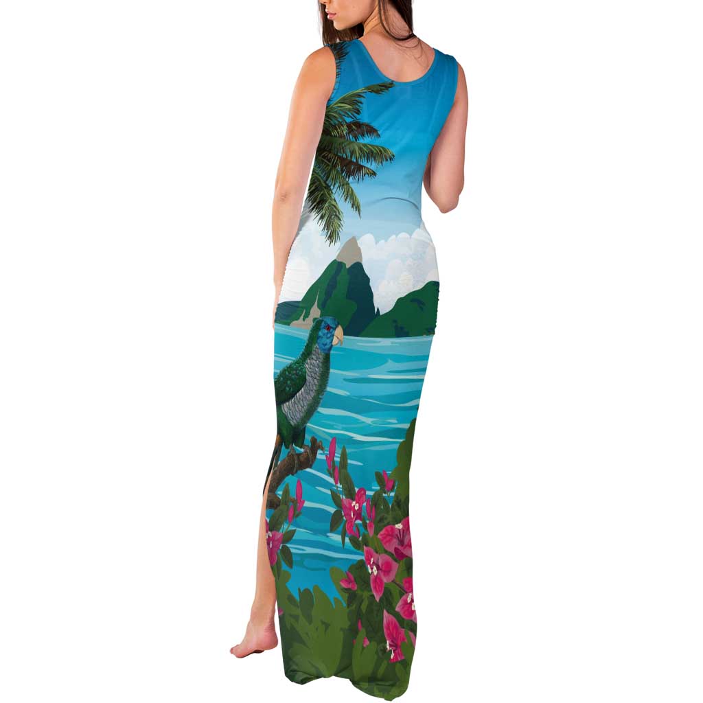 Saint Lucia Island Tank Maxi Dress Pitons Landscape