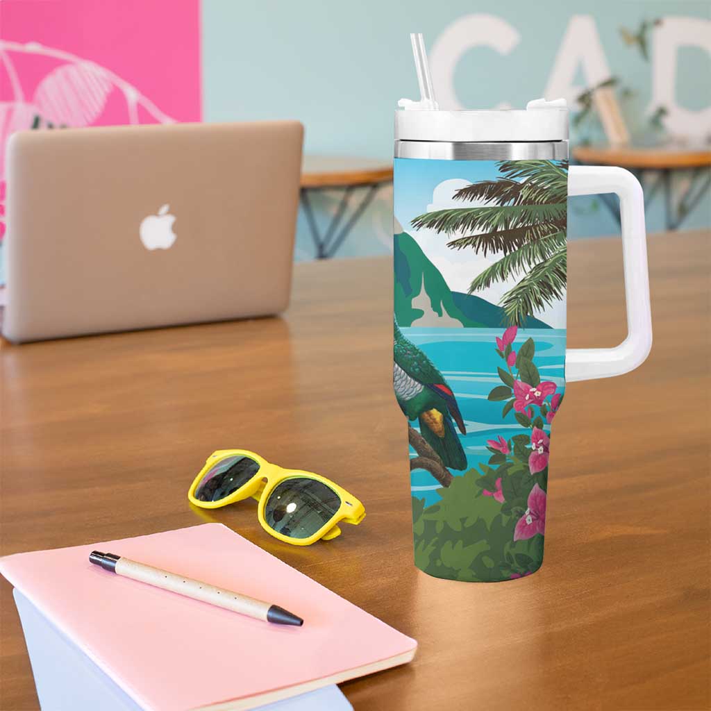 Saint Lucia Island Tumbler With Handle Pitons Landscape