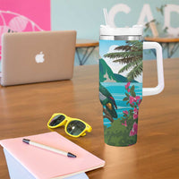 Saint Lucia Island Tumbler With Handle Pitons Landscape