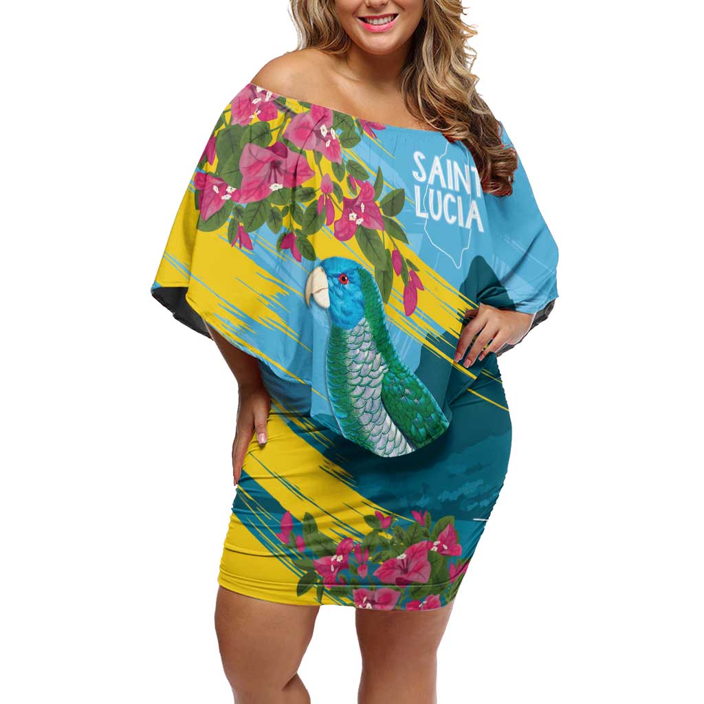 Saint Lucia Family Matching Off Shoulder Short Dress and Hawaiian Shirt Tropical Vibes