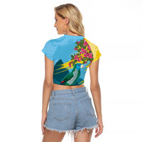 Saint Lucia Raglan Cropped T Shirt Tropical Vibes