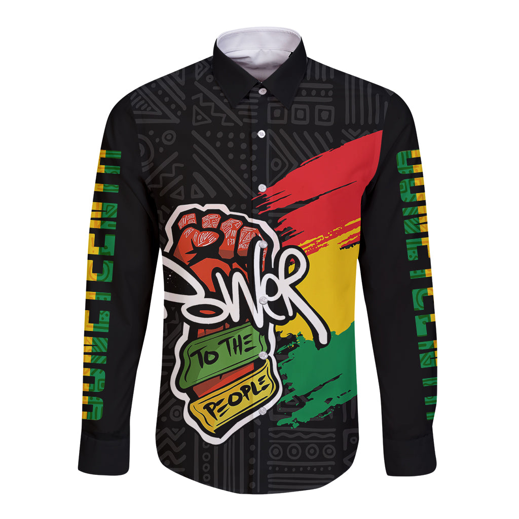 Juneteenth Long Sleeve Button Shirt Power To The People - Wonder Print Shop