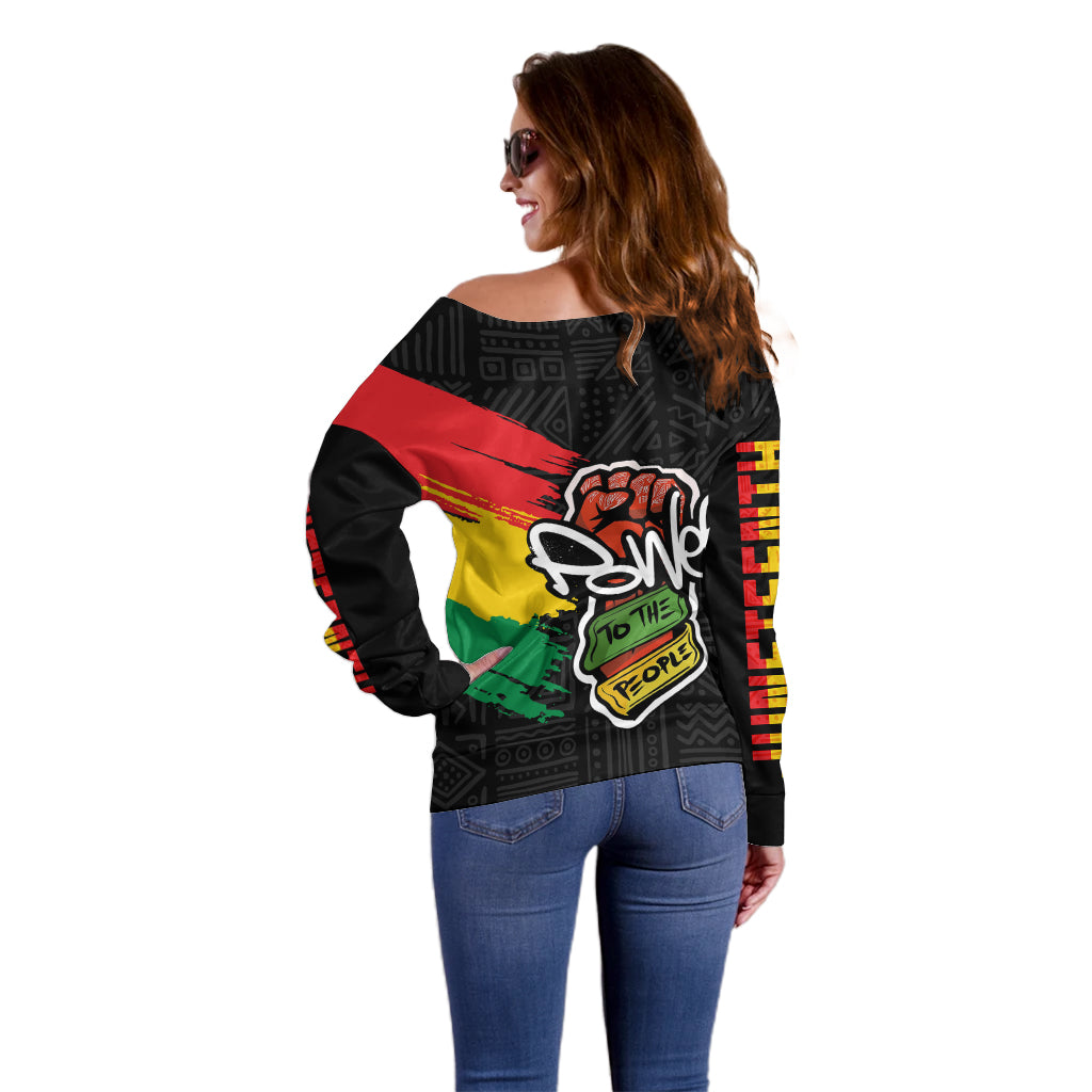 Juneteenth Off Shoulder Sweater Power To The People - Wonder Print Shop