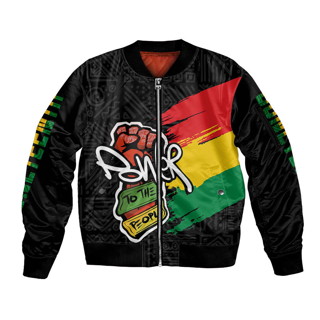 Juneteenth Sleeve Zip Bomber Jacket Power To The People - Wonder Print Shop