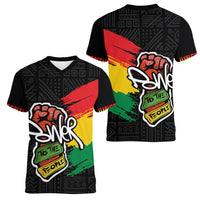 Juneteenth Women V Neck T Shirt Power To The People - Wonder Print Shop