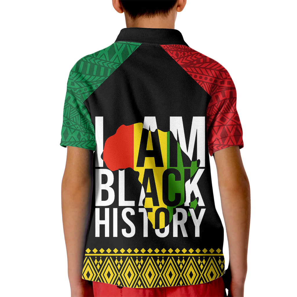 Juneteenth Polo Shirt for Kid Mix African Pattern I Am Black History - Wonder Print Shop