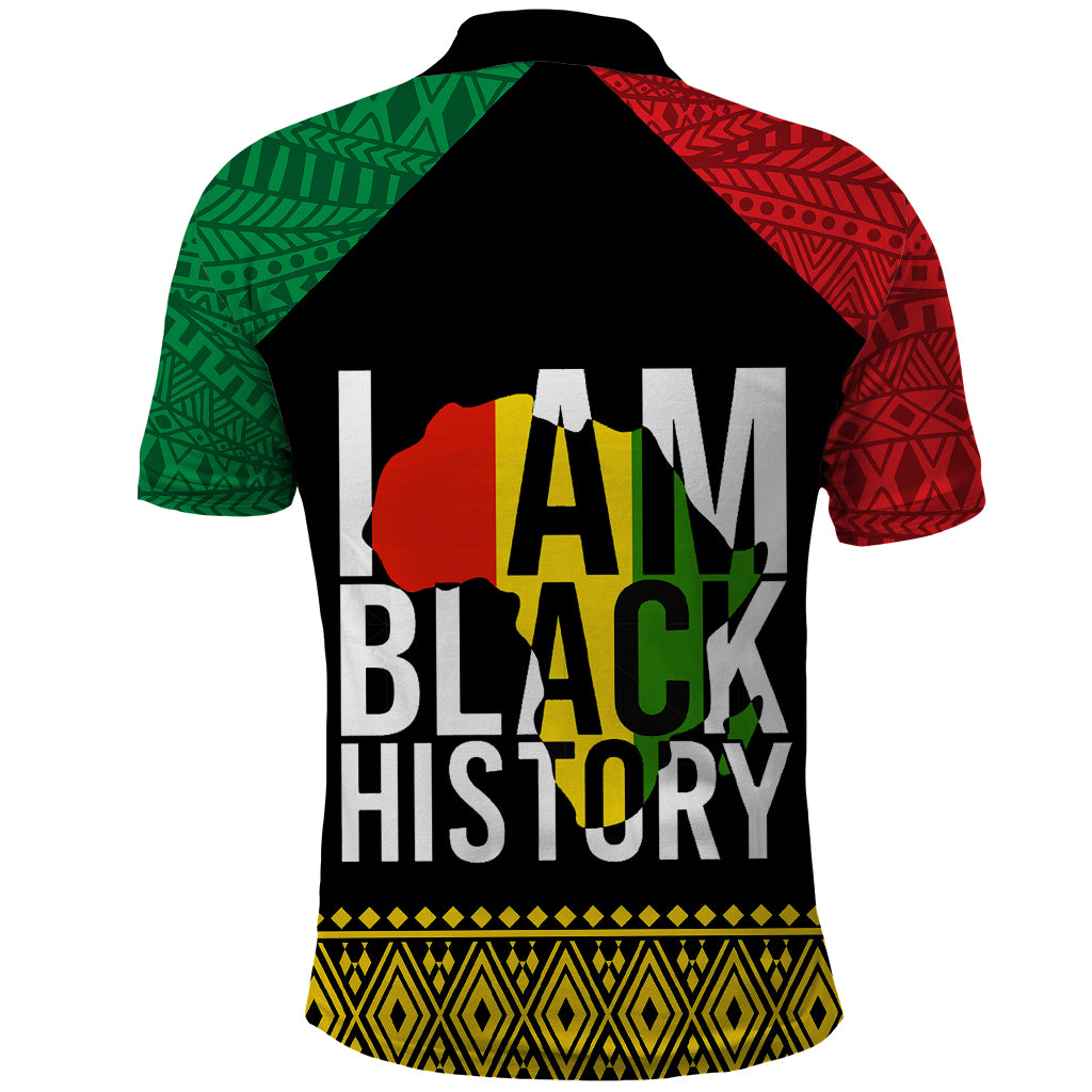 Juneteenth Polo Shirt Mix African Pattern I Am Black History - Wonder Print Shop