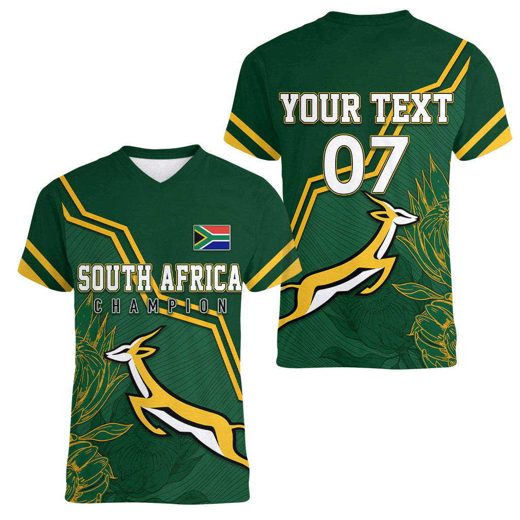 South Africa Rugby 2023 Women V Neck T Shirt Champions GO Bokke - Wonder Print Shop