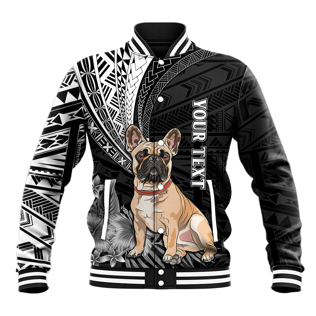 Personalised Polynesian Baseball Jacket Bulldog With Polynesian Patterns LT7 - Wonder Print Shop