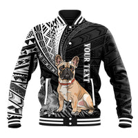 Personalised Polynesian Baseball Jacket Bulldog With Polynesian Patterns LT7 - Wonder Print Shop