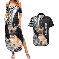Personalised Polynesian Couples Matching Summer Maxi Dress and Hawaiian Shirt Bulldog With Polynesian Patterns LT7 - Wonder Print Shop