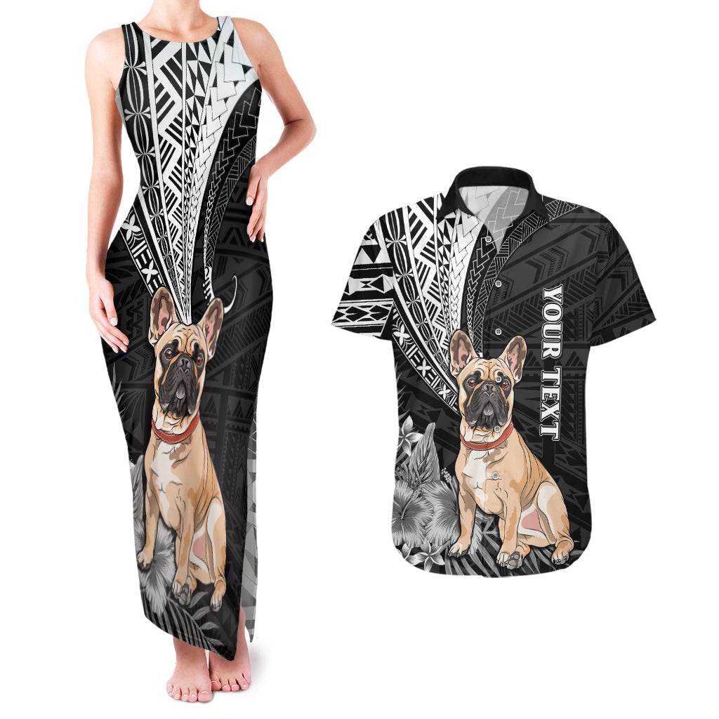 Personalised Polynesian Couples Matching Tank Maxi Dress And Hawaiian Shirt Bulldog With Polynesian Patterns LT7 - Wonder Print Shop