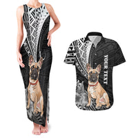 Personalised Polynesian Couples Matching Tank Maxi Dress And Hawaiian Shirt Bulldog With Polynesian Patterns LT7 - Wonder Print Shop