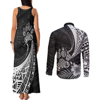 Personalised Polynesian Couples Matching Tank Maxi Dress and Long Sleeve Button Shirts Bulldog With Polynesian Patterns LT7 - Wonder Print Shop