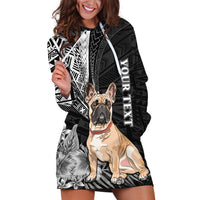 Personalised Polynesian Hoodie Dress Bulldog With Polynesian Patterns - Wonder Print Shop