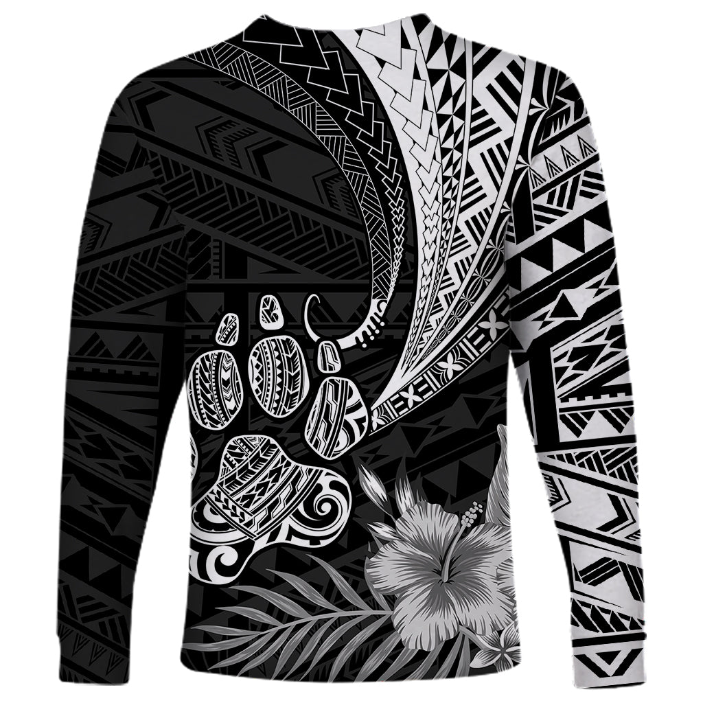 Personalised Polynesian Long Sleeve Shirt Bulldog With Polynesian Patterns - Wonder Print Shop