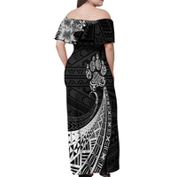 Personalised Polynesian Off Shoulder Maxi Dress Bulldog With Polynesian Patterns - Wonder Print Shop
