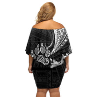 Personalised Polynesian Off Shoulder Short Dress Bulldog With Polynesian Patterns - Wonder Print Shop