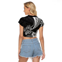 Personalised Polynesian Raglan Cropped T Shirt Bulldog With Polynesian Patterns - Wonder Print Shop