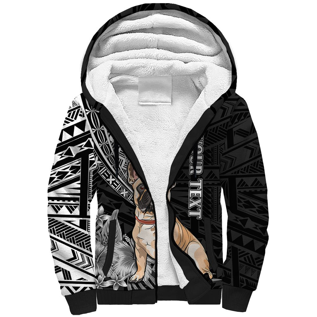 Personalised Polynesian Sherpa Hoodie Bulldog With Polynesian Patterns - Wonder Print Shop