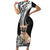 Personalised Polynesian Short Sleeve Bodycon Dress Bulldog With Polynesian Patterns - Wonder Print Shop